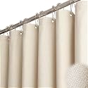 BTTN Extra Long Linen Textured Fabric Shower Curtain, 72x96, Beige/Cream
