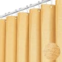 BTTN Extra Long Linen Textured Waterproof Shower Curtain Set, 72x96, Gold