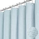 BTTN Fog Blue Linen Textured Waterproof Fabric Shower Curtain Set, 72x72