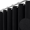 BTTN Stall Fabric Shower Curtain, 54x78 Inch Long Linen Textured Heavy Duty Cloth Shower Curtain Set with 10 Plastic Hook, Narrow Hotel Spa Weighted Bath Curtains for Bathroom, Machine Washable, Black