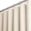 BTTN 180x72 Linen Textured Waterproof Fabric Shower Curtain, Beige/Cream