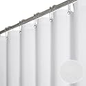 BTTN White Linen Textured Waterproof Thick Fabric Shower Curtain Set, 72x72