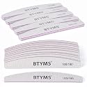 BTYMS 10 Pcs 100/180 Grit Nail Files - Double-Sided Emery Boards for Acrylic, Gel &amp; Natural Nails