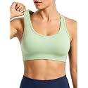 Buauty Sports Bras for Women with Support, Double Lined Padded Push Up Compression Bralettes with Built Workout Bras, Pull Over Yoga Gym Athletic Molded Cup Green L