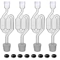 Bubble Airlock Set, 4 Airlocks for Fermenting, 4 Drilling #6 Stoppers and 8 Airlock Grommets, Used for Brewing Wine, Beer, Sauerkraut, Pickles, Etc. Fermentation Bubbler Airlock