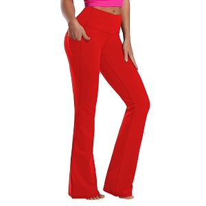 BUBBLELIME Women Out Pockets High Waist Bootlegs