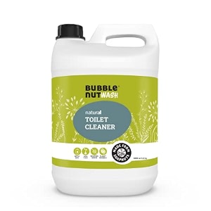 bubblenut wash toilet bowl cleaner liquid - natural organic septic safe fumes free biodegradable remover of limescale yellow stain from hard water descaler for home and office 5 lits