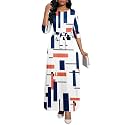 BubFee Long Dress for Women Casual Long Sleeve Dresses Maxi Dress Empire Waist Loose with Belt