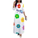 BubFee Long Dress for Women Casual Long Sleeve Dresses Maxi Dress Empire Waist Loose with Belt