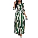 BubFee Long Dress for Women Casual Long Sleeve Dresses Maxi Dress Empire Waist Loose with Belt