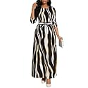 BubFee Long Dress for Women Casual Long Sleeve Dresses Maxi Dress Empire Waist Loose with Belt