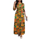 BubFee Long Dress for Women Casual Long Sleeve Dresses Maxi Dress Empire Waist Loose with Belt