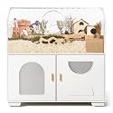 BUCATSTATE Hamster Cage with Storage Cabinet, 39.4" Large Hamster Enclosure with Cage Casters, Wooden Small Animal Cages for Gerbil Mouse (774in², Classic White)