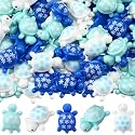 Bucherry 100 Pcs Winter Mini Resin Turtle Snowflake Tiny Turtle Figure Bulk
