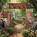 Bucherry 7 Pcs Safari Party Backdrop 43x51 Jungle Animals Cardboard Decor