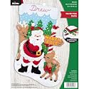 Bucilla 89228E Felt Applique Christmas Stocking Kit, 18", North Pole Santa