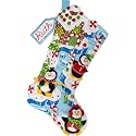Bucilla Felt Applique 18" Stocking Making Kit, Winter Land Penguins, Perfect for DIY Arts and Crafts, 89627E