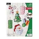 Bucilla Felt Applique 6 Piece Ornament Making Kit, Santa's Candy Christmas, Perfect for DIY Arts and Crafts