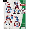 Bucilla Felt Applique 6 Piece Ornament Making Kit, Red, White, & Blue Gnomes, Perfect for Holiday DIY Arts and Crafts, 89700E