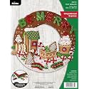 Bucilla Felt Applique Wreath Making Kit, Gingerbread Express, Perfect for DIY Arts and Crafts, 89677E