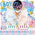 Hombae Buck or Doe Gender Reveal Decorations, 169 PCs Boy or Girl Gender Reveal Decorations Backdrop Balloon Garland Banner Tablecloth Cake Cupcake Topper Box Cutout Poster Sash Blue Pink
