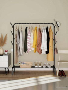 bucketlist steel floor cloth dryer stand freestanding hanging metal clothes rack with storage shelf and side hooks black