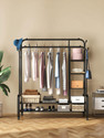 BUCKETLIST Steel Floor Cloth Dryer Stand Portable Garment Rack,Metal Clothes with 2 Hanging Rails, 4 Hooks,4 Side Shelves
