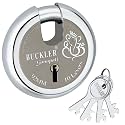BUCKLER Heavy Duty Iron Shutter Lock for Main gate, Godown, Main Door, Office, Shop, Truck, Narrow Shackle, unbrackble Lock- Ganapati Laser Print Design-92MM-10 Levers, Round Shape-