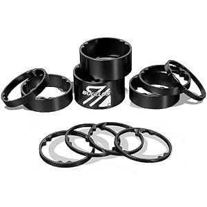 bucklos 11 pcs bike headset spacer aluminum alloycarbon fiber 20 15 10 5 3 2 mm for bicycle 1-18 inch fork handlebar stem spacers threadless fit in mtb road bmx folding bikes