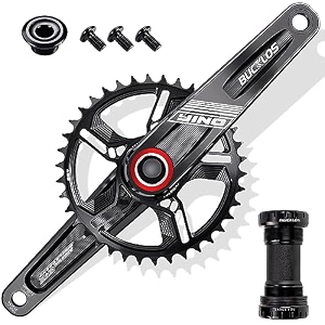 bucklos 170175mm mountain bike crankset - cnc mtb hollowtech direct mount single speed cranksets bicycle crank set with 32343638t narrow wide tooth chainring for 9101112 speeds