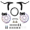 BUCKLOS Mountain Bike Disc Brake kit, MTB Mechanical Line Pulling Disc Brakes Caliper with Aluminum Alloy Levers /160mm Rotor,/is/PM Universal Adapter for Ebike/Folding Bike/Scooter/Fat Bike