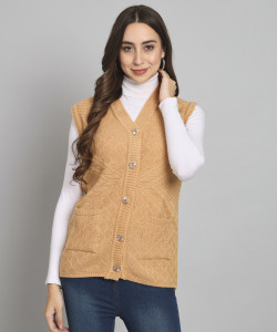 budapest solid v neck casual women beige sweater