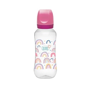 buddsbuddy 3 in 1 anti-colic regular neck camry feeding bottle 250ml new born  infants  toddlers upto 3 years  floral  bpa free- camry pink
