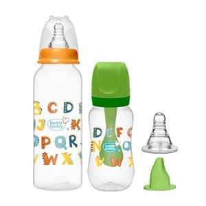 buddsbuddy 3 in 1 anti-colic regular neck camry feeding bottle 125ml  250ml new born  infants  toddlers upto 3 years  floral  bpa free- camry  crown