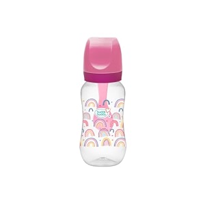 buddsbuddy 3 in 1 anti-colic regular neck camry feeding bottle 125ml new born  infants  toddlers upto 3 years  floral  bpa free- camry pink