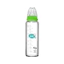 Buddsbuddy Anti-Colic Regular Neck Lucia Glass Feeding Bottle, 250ml, New Born | Infants | Toddlers Upto 3 Years | Floral | BPA Free- Lucia Neutral