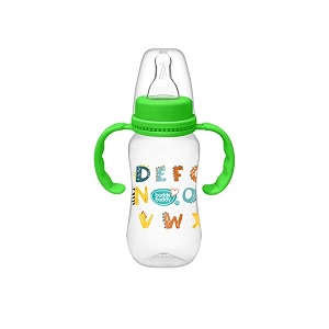 buddsbuddy anti-colic regular neck molly feeding bottle with handle 125ml new born  infants  toddlers upto 3 years  floral  bpa free- molly blue