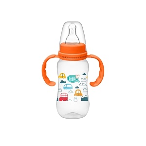 buddsbuddy anti-colic regular neck molly feeding bottle with handle 125ml new born  infants  toddlers upto 3 years  floral  bpa free- molly neutral
