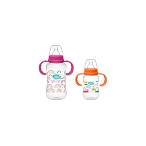 buddsbuddy anti-colic regular neck molly feeding bottle with handle 150ml  250ml new born  infants  toddlers upto 3 years  floral  bpa free- molly multicolor