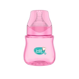 buddsbuddy anti-colic wide neck nexus feeding bottle 150ml new born  infants  toddlers upto 3 years  floral  bpa free- nexus pink