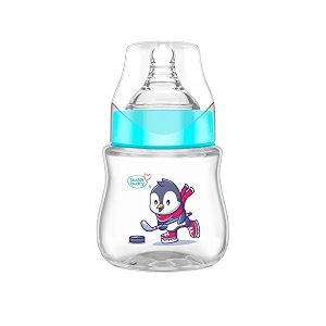 buddsbuddy anti-colic wide neck prius feeding bottle 150ml new born  infants  toddlers upto 3 years  floral  bpa free- corolla blue