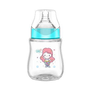 buddsbuddy anti-colic wide neck prius feeding bottle 250ml new born  infants  toddlers upto 3 years  floral  bpa free- corolla blue
