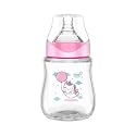 Buddsbuddy Anti-Colic Wide Neck Prius Feeding Bottle, 250ml, New Born | Infants | Toddlers Upto 3 Years | Floral | BPA Free- Corolla Pink