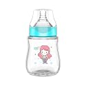 Buddsbuddy Anti-Colic Wide Neck Prius Feeding Bottle, 250ml, New Born | Infants | Toddlers Upto 3 Years | Floral | BPA Free- Corolla Blue