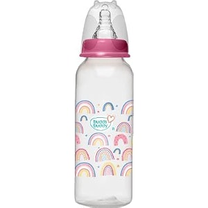 buddsbuddy baby feeding bottle 250 ml for new born baby  anti colic amp bpa free feeding bottles  feels natural baby bottle  easy flow neck design- crown pink