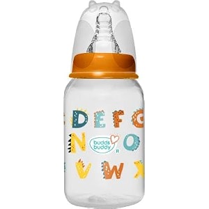 buddsbuddy anti-colic regular neck crown feeding bottle 125ml new born  infants  toddlers upto 3 years  floral  bpa free- crown neutral