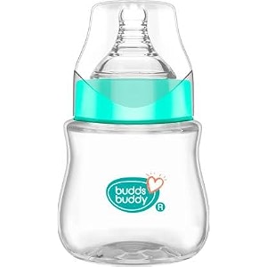 buddsbuddy anti-colic wide neck prius feeding bottle 150ml new born  infants  toddlers upto 3 years  floral  bpa free- prius blue