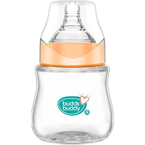 buddsbuddy anti-colic wide neck prius feeding bottle 150ml new born  infants  toddlers upto 3 years  floral  bpa free- prius neutral