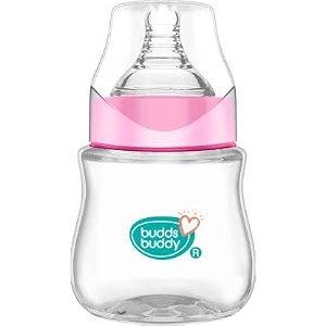 buddsbuddy anti-colic wide neck prius feeding bottle 150ml new born  infants  toddlers upto 3 years  floral  bpa free- prius pink