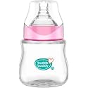 Buddsbuddy Anti-Colic Wide Neck Prius Feeding Bottle, 150ml, New Born | Infants | Toddlers Upto 3 Years | Floral | BPA Free- Prius Pink